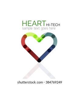 Logo love heart, abstract linear geometric business icon