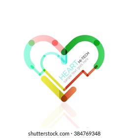 Logo love heart, abstract linear geometric business icon