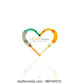 Logo love heart, abstract linear geometric business icon