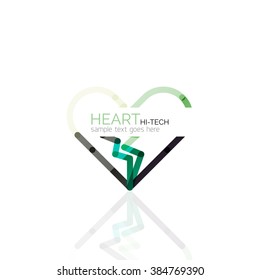 Logotipo corazón de amor, icono abstracto de negocios geométricos lineales