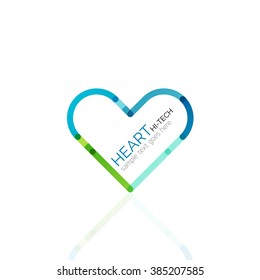 Logo love heart, abstract linear geometric business icon