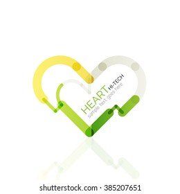 Logo love heart, abstract linear geometric business icon