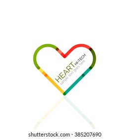 Logo love heart, abstract linear geometric business icon