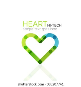 Logo love heart, abstract linear geometric business icon