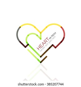 Logo love heart, abstract linear geometric business icon