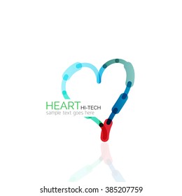 Logo love heart, abstract linear geometric business icon