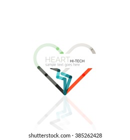 Logotipo corazón de amor, icono abstracto de negocios geométricos lineales