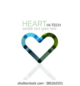 Logo love heart, abstract linear geometric business icon
