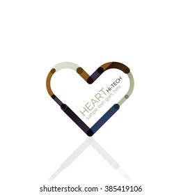 Logotipo corazón de amor, icono abstracto de negocios geométricos lineales