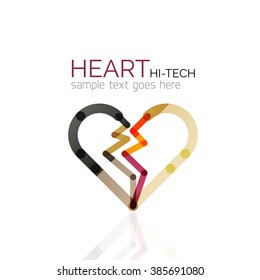 Logotipo corazón de amor, icono abstracto de negocios geométricos lineales