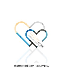 Logo love heart, abstract linear geometric business icon