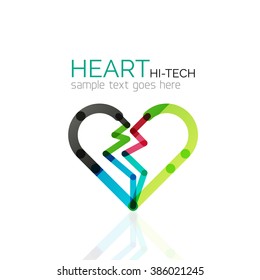 Logo love heart, abstract linear geometric business icon