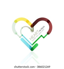 Logo love heart, abstract linear geometric business icon