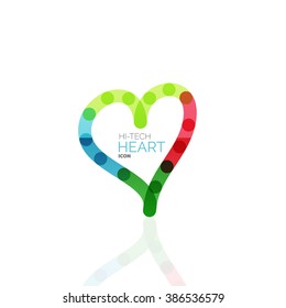 Logotipo corazón de amor, icono abstracto de negocios geométricos lineales