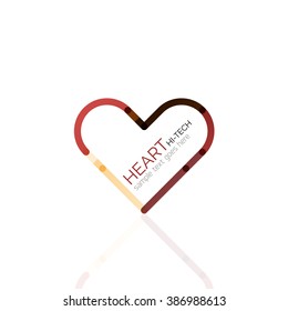 Logo love heart, abstract linear geometric business icon