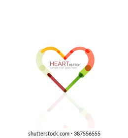 Logo love heart, abstract linear geometric business icon