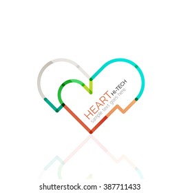 Logo love heart, abstract linear geometric business icon