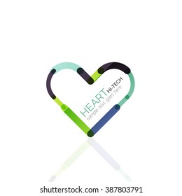 Logo love heart, abstract linear geometric business icon