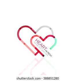 Logo love heart, abstract linear geometric business icon