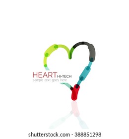 Logo love heart, abstract linear geometric business icon