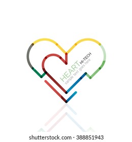 Logo love heart, abstract linear geometric business icon