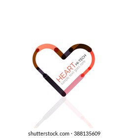Logo love heart, abstract vector linear geometric business icon