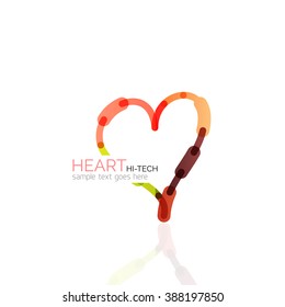 Logo love heart, abstract vector linear geometric business icon