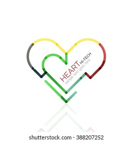 Logotipo amor corazón, vector abstracto icono de negocio geométrico lineal