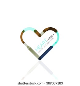 Logo love heart, abstract vector linear geometric business icon