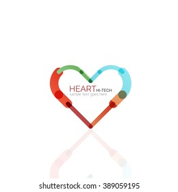 Logo love heart, abstract vector linear geometric business icon