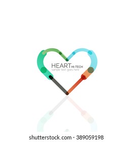 Logotipo coração de amor, vetor abstrato linear geométrica ícone de negócios