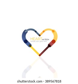 Logotipo amor corazón, vector abstracto icono de negocio geométrico lineal