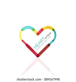 Logo love heart, abstract vector linear geometric business icon