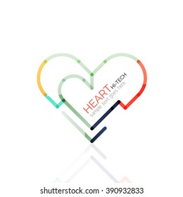 Logotipo amor corazón, vector abstracto icono de negocio geométrico lineal