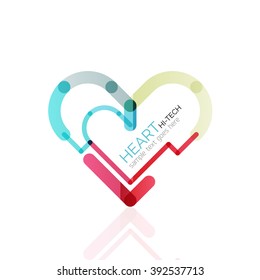Logotipo amor corazón, vector abstracto icono de negocio geométrico lineal