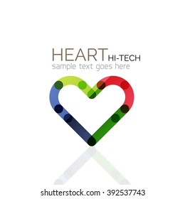 Logo love heart, abstract vector linear geometric business icon