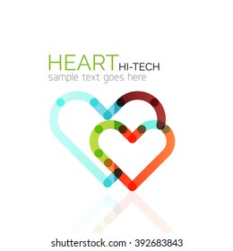 Logo love heart, abstract vector linear geometric business icon