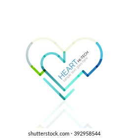Logotipo amor corazón, vector abstracto icono de negocio geométrico lineal