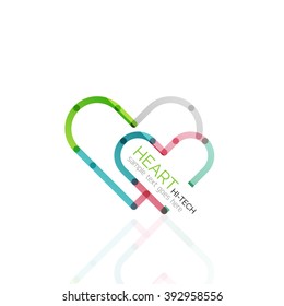 Logo love heart, abstract vector linear geometric business icon