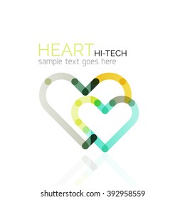 Logo love heart, abstract vector linear geometric business icon