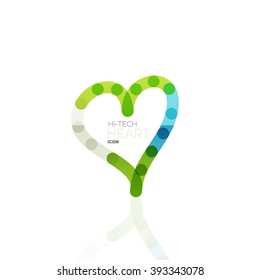 Logo love heart, abstract vector linear geometric business icon