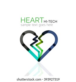 Logo love heart, abstract vector linear geometric business icon