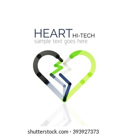 Logo love heart, abstract vector linear geometric business icon