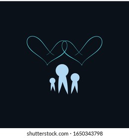 logo love & human letter w design vector icon