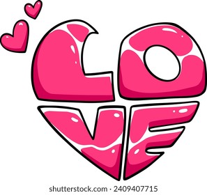 logo love with love shape illustration, logo type style