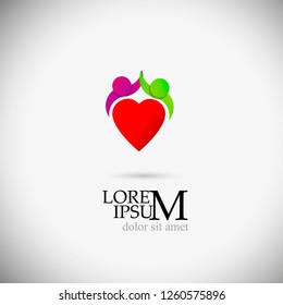 Logo lovers with hearts. Vector
