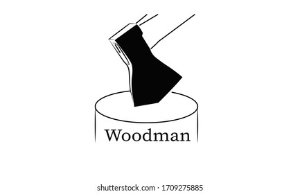 Logo of a lumberjack axe and a stump