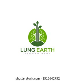 logo lung earth, with green tree vector