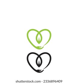 logo luv green vector design biographic illustration