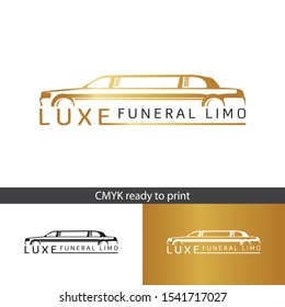 Logo LUXE Beerdigung Limo, Limousine Service zur Miete. Beerdigung Limo zu vermieten, elegant und modern Logo.